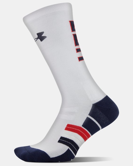 Unisex UA Americana Crew Socks, White, pdpMainDesktop image number 1